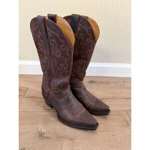 Cavendar's Cowboy Boots Women's Brass Brown Goat Leather Snip Toe Size 6B
